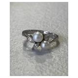 Sterling Silver Vintage Pearl Cluster Ring