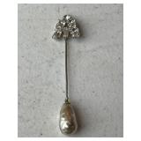 Vintage Mother of Pearl & Crystal Brooch