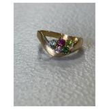 Sterling Silver Estate Multi Gem Cluster Ring