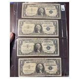 Four 1957 $1 Silver Certificates