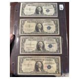 Four 1935 $1 Silver Certificates
