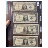 Four 1957 $1 Silver Certificates