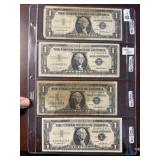 Four 1957 $1 Silver Certificates