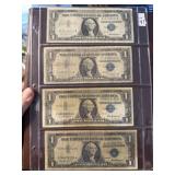 Four 1957 $1 Silver Certificates