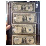 Four $1 Dollar Silver Certificates