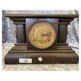 ANTIQUE MANTEL CLOCK w/ LION HEAD ORNAMENTS