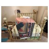 Brass Bed with Onyx Finial Accents