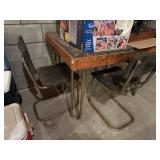 Vintage Wood Table with 4 Chairs