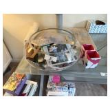 Large Crystal Bowl of Sewing Accessories