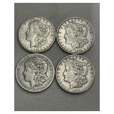 Four 1921 Morgan Dollars