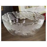 Holly Pattern Etched Crystal Serving Bowl