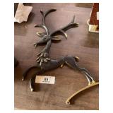 Large Brass Skiing Deer Wall Hanging