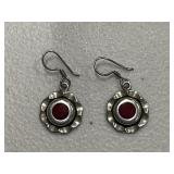 Sterling Silver Red Coral Earrings