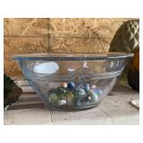 Vintage Etched Bowl & Marbles