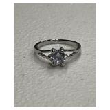 Round White Sapphire Solitaire Ring