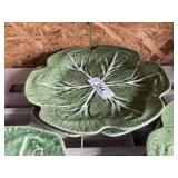 2 Green Cabbage Patch Leaf Plates