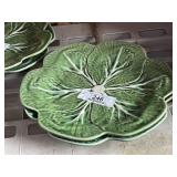 2 Green Cabbage Patch Leaf Plates