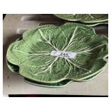 2 Green Cabbage Patch Leaf Plates