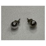 Large Sterling Silver Vintage Ball Earrings