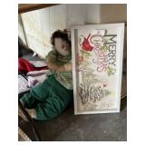 Christmas Print & Large Handmade Doll