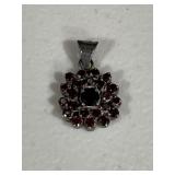 Vintage Bohemian Garnet Silver Pendant