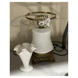 Vintage Hobnail Lamp & Vase