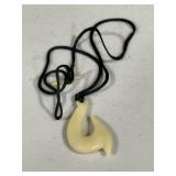 Hawaiian Fish Hook Carved Bone Necklace