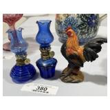 Miniature Oil Lamps & Rooster