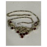 Red Stone Signed Coral Necklace