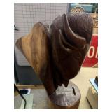 Walnut Wood Carved Buffalo Donation Box