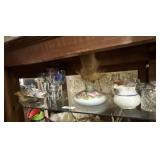 Shelf of Misc. Glass & Collectibles