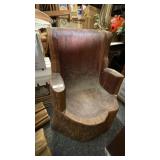 Hand Carved Wood Stump Chair