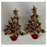Vintage Enamel Christmas Tree Post Earrings