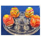 4 Art Glass Hand Blown Miniature Eggs