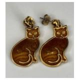 Vintage Avon Orange Tabby Cat Earrings