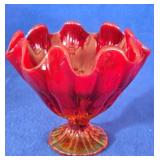 Vintage L.E. Smith Simplicity Flame Amberina Bowl