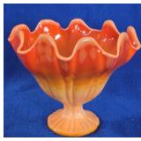 Vintage L.E. Smith Bittersweet Orange Slag Compote