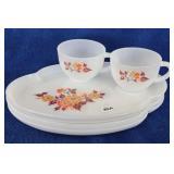 Federal Glass 'Blossom' Milk Glass Snack Sets