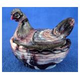 Purple Slag Glass Mini Hen on Nest