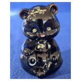 Fenton Hand Painted Black Glass Bear