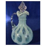 Vintage Fenton Blue Opalescent Coin Dot Cruet