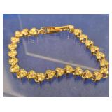 Gold-toned with Clear Heart Stone Tennis Bracelet