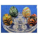4 Art Glass Hand Blown Miniature Eggs