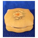 Vintage Hand Carved Italian Alabaster Trinket Box