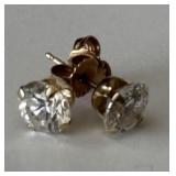 14k Gold and & CZ Stud Earrings