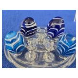 4 Art Glass Hand Blown Miniature Eggs
