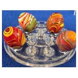 4 Art Glass Hand Blown Miniature Eggs