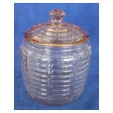 Vintage Pink Depression Glass Biscuit Jar