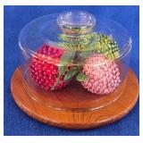 Glass Dome Covered Wood Server