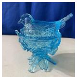 Westmoreland Blue Glass Bird on Nest